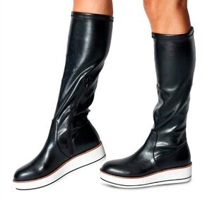 Silent D Black Knee-High Platform Boots Size 39=US 8